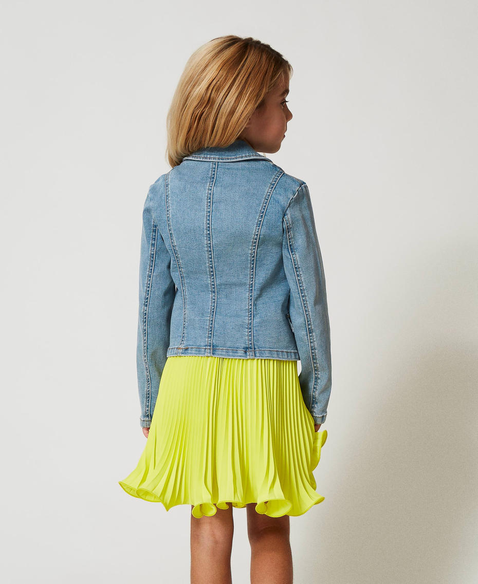 Denim jacket with logo buttons Light Denim Girl 251GJ2540_11457_03