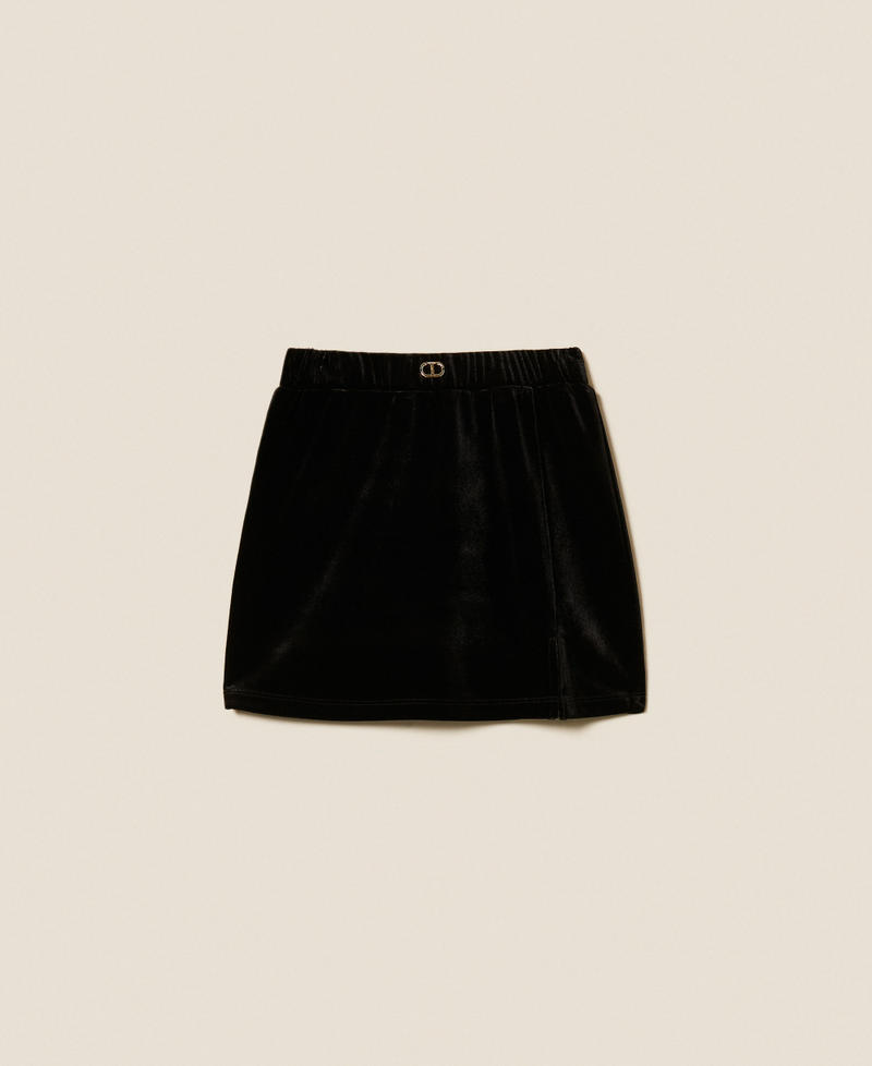 Chenille miniskirt with Oval T Black Girl 252GJ2032_00006_S0