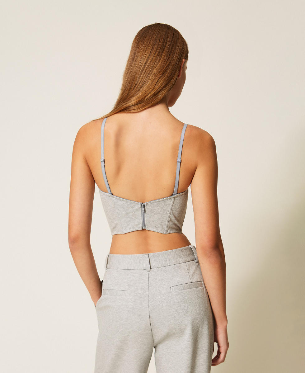 Top bustier avec bonnets profil&eacute;s Gris Clair Chin&eacute; Femme 261AP2144_12837_03