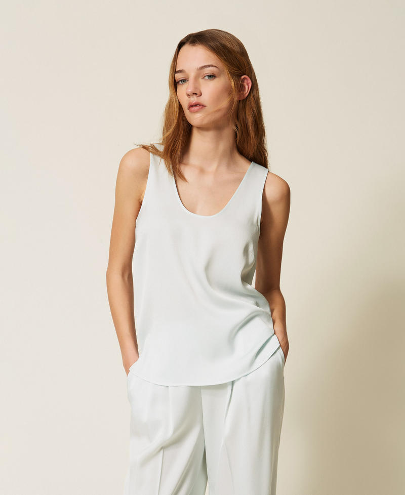 Top en satin Bleu &laquo;&nbsp;Aqua&nbsp;&raquo; Femme 261TP2255_13162_01