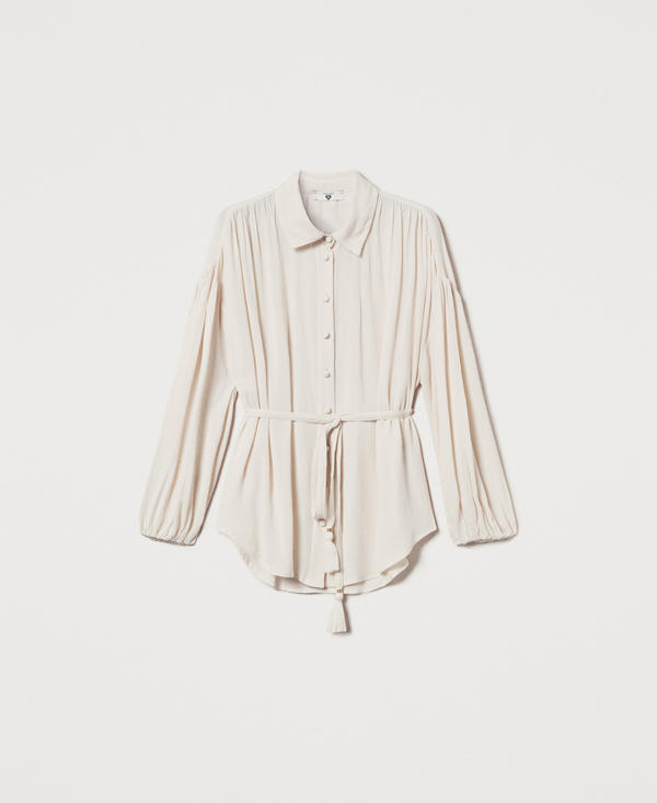 Crepon shirt with belt