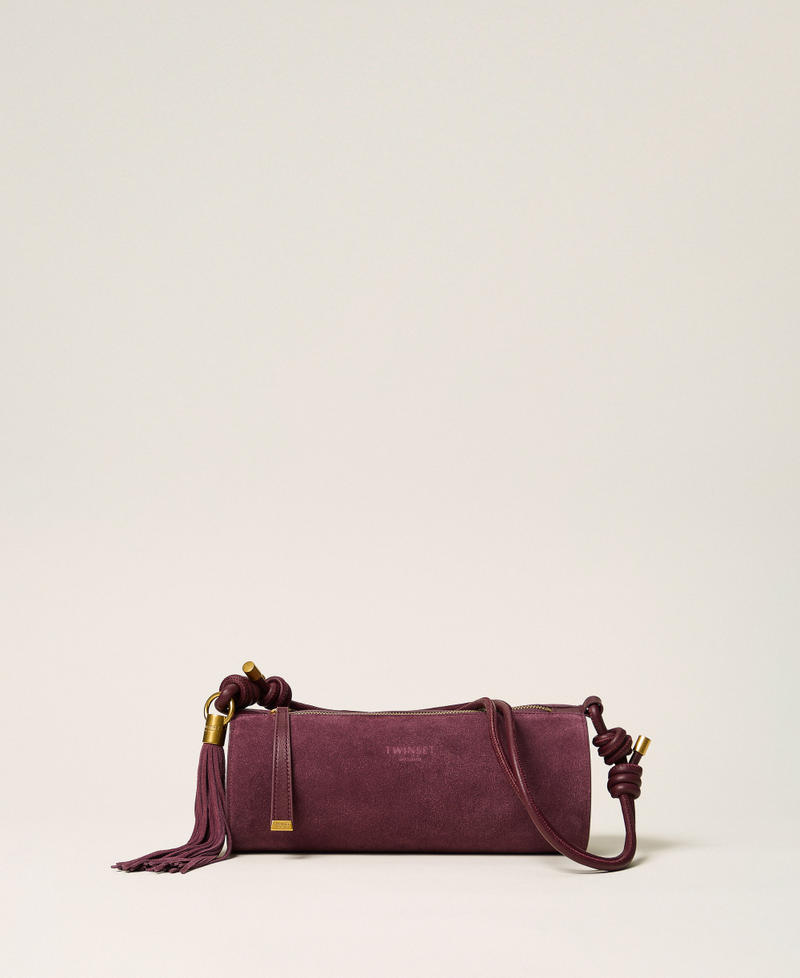 Zylindertasche aus Veloursleder mit Quaste Bordeaux Frau 262TD8232_00020_01