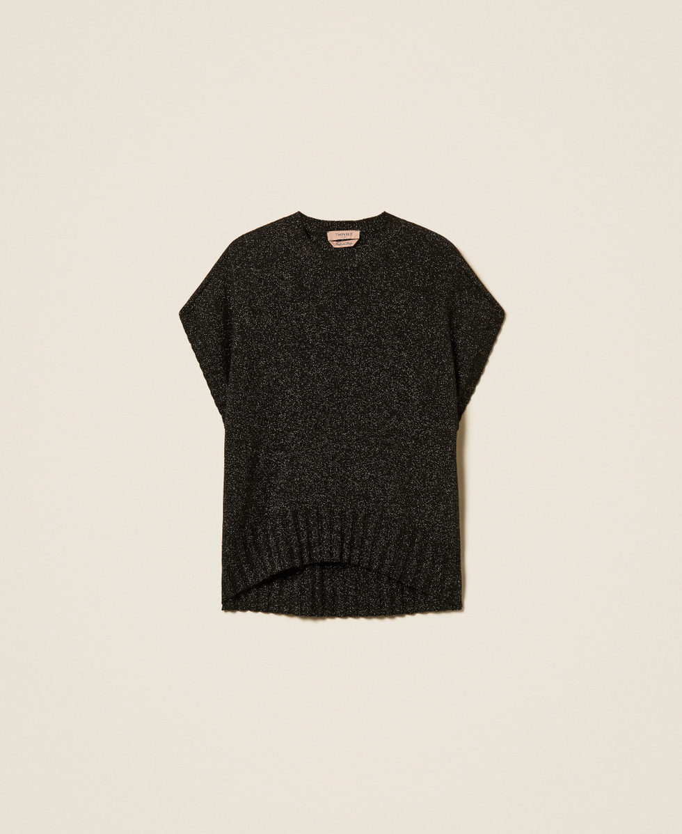 Jersey de lana y cachemira con l&uacute;rex Negro / Oro Mujer 262TP3510_13934_S0