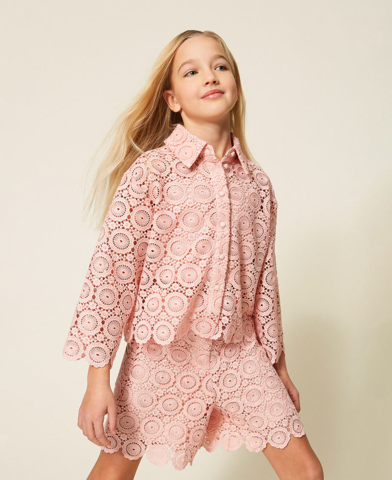 Macram&eacute; lace boxy shirt Pink Dancer Girl 261GJ2Q25_10021_01