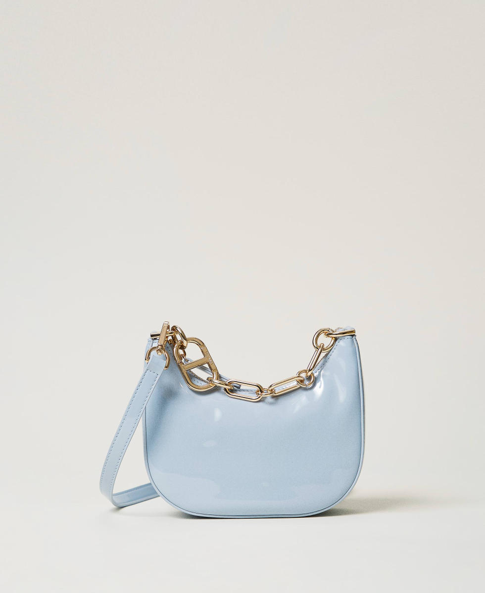 Sac &laquo;&nbsp;Mini Croissant&nbsp;&raquo; effet vernis Gris &laquo;&nbsp;Bleu Layette&nbsp;&raquo; Femme 251TB7341_00485_01
