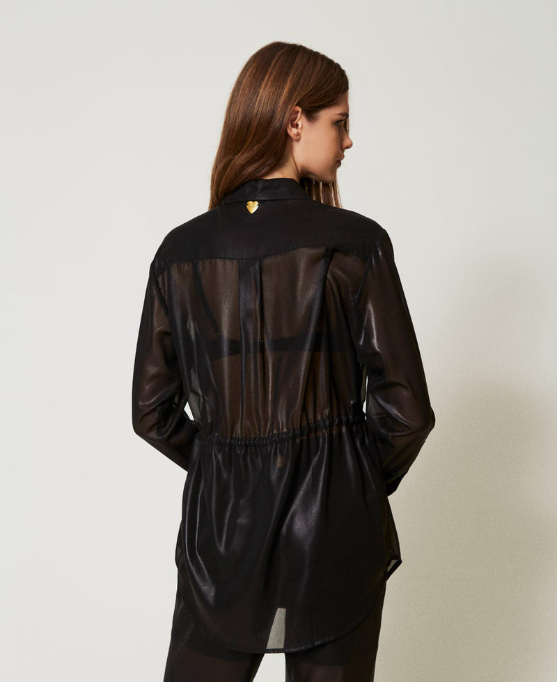 Camicia in georgette laminata Nero Donna 251LB2MAA_00006_03