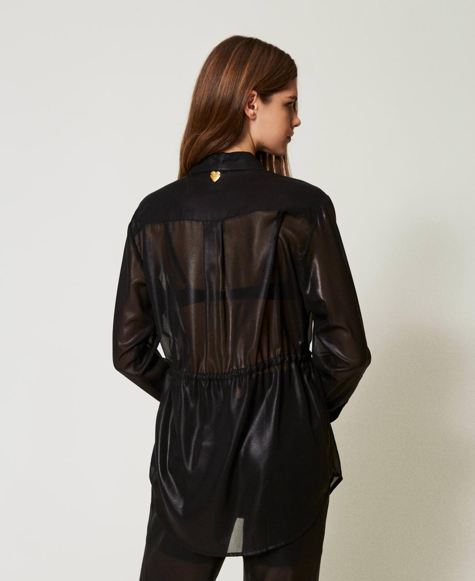 Laminated georgette shirt Black Woman 251LB2MAA_00006_03
