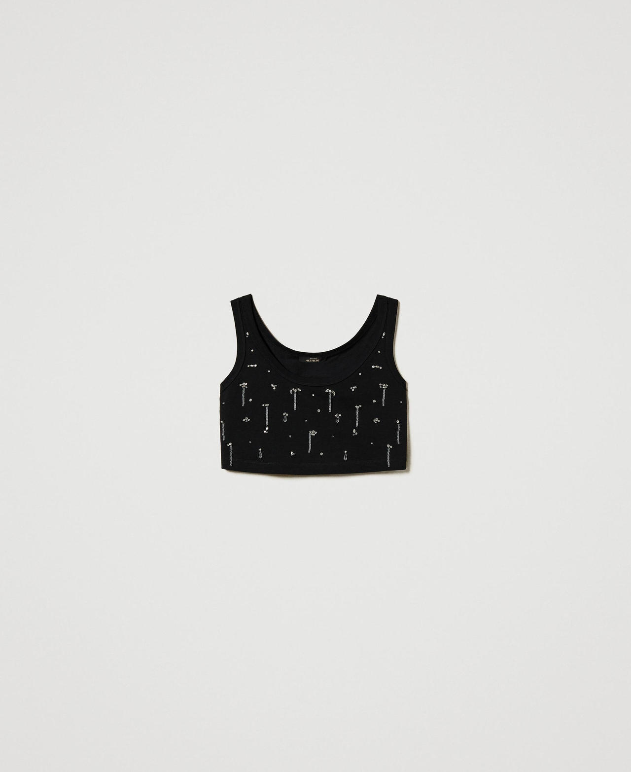 Cropped top with embroidery Black Woman 251AP2222_00006_0S