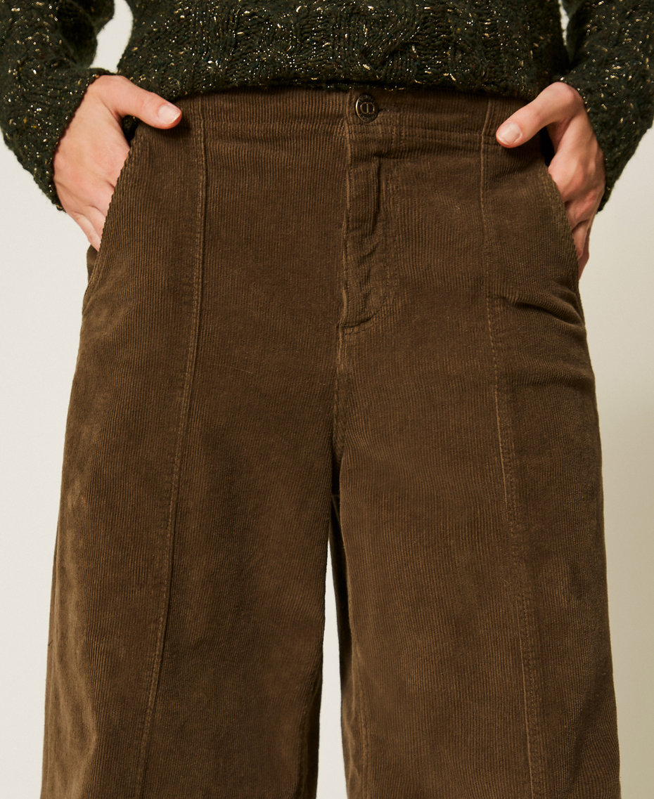 Wide corduroy trousers Beech Green Woman 252TT2180_12537_04