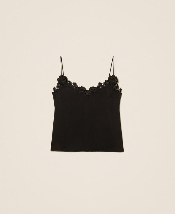 Satin top with embroidery