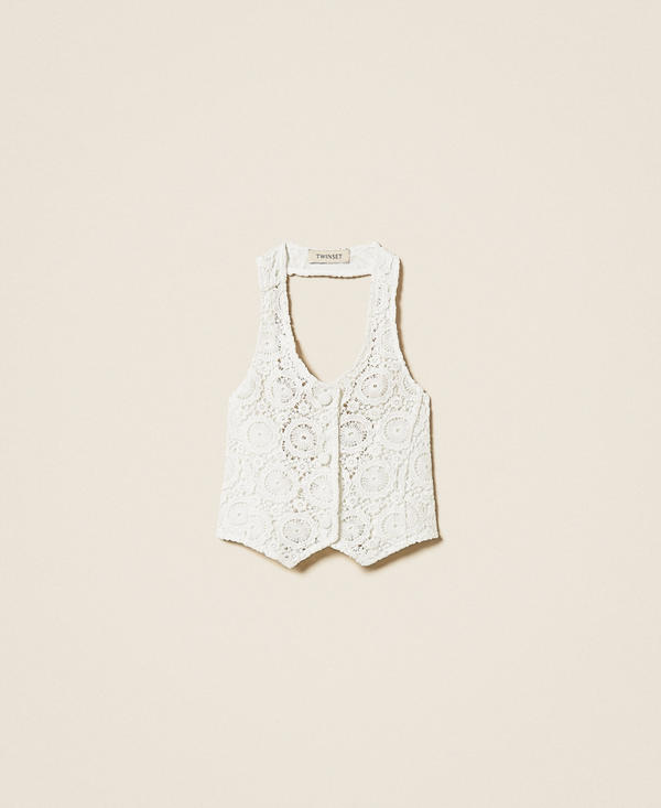 Macram&eacute; lace fitted waistcoat