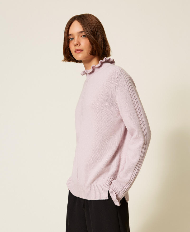 Wool blend jumper with ruffles “Pink Lavender” Woman 252TT3350_03727_02