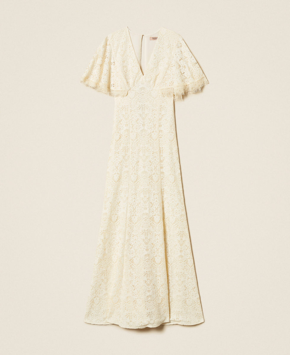 Robe longue en dentelle Nacre Femme 261TT2315_00059_S0