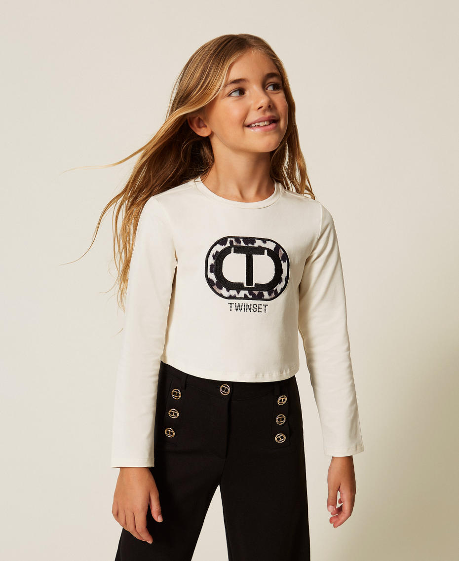 T-shirt avec Oval T animalier Off White Fille 252GJ232A_00526_01