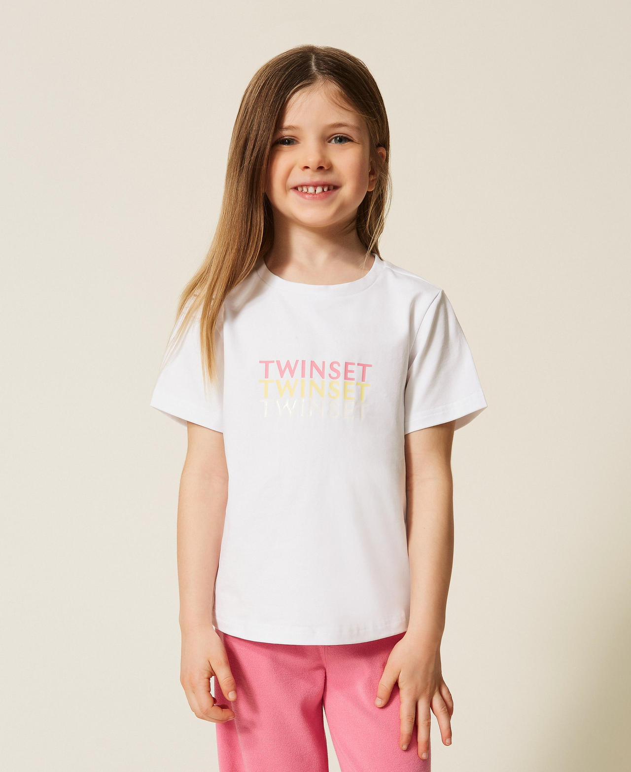 T-shirt pour fille avec logo multicolore
