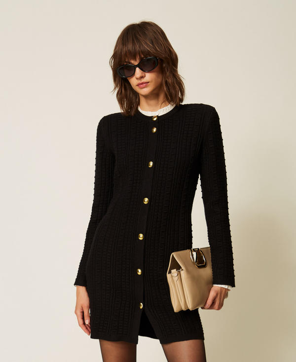 Short cardigan dress with metal buttons