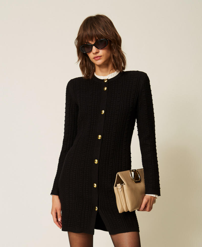 Abito-cardigan corto con bottoni in metallo Nero Donna 262TP3100_00006_01