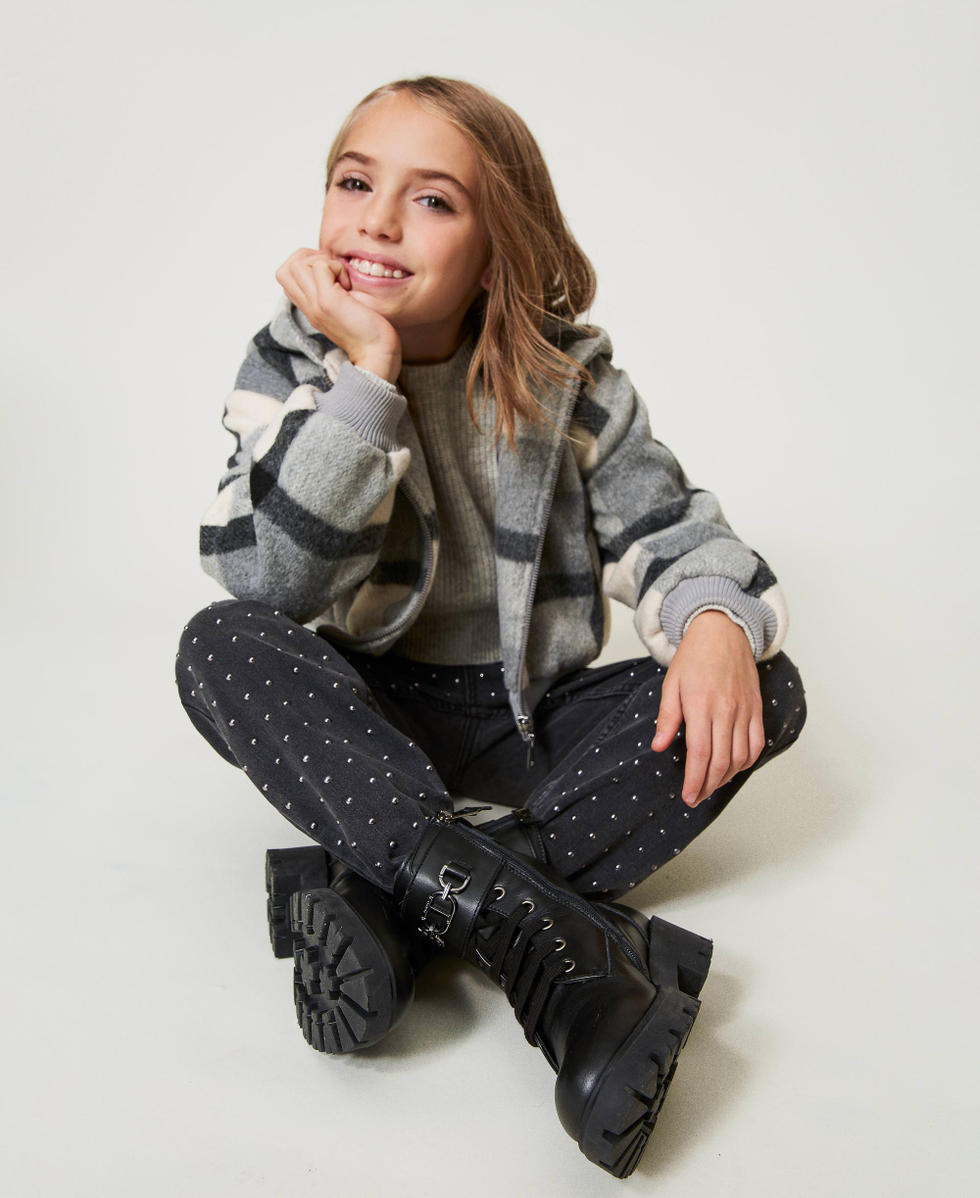 Anfibi in pelle con cinturino Nero Bambina 242GCJ030_00006_S0