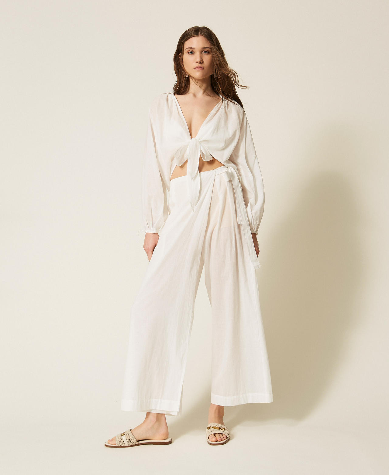 Pantalon palazzo en mousseline