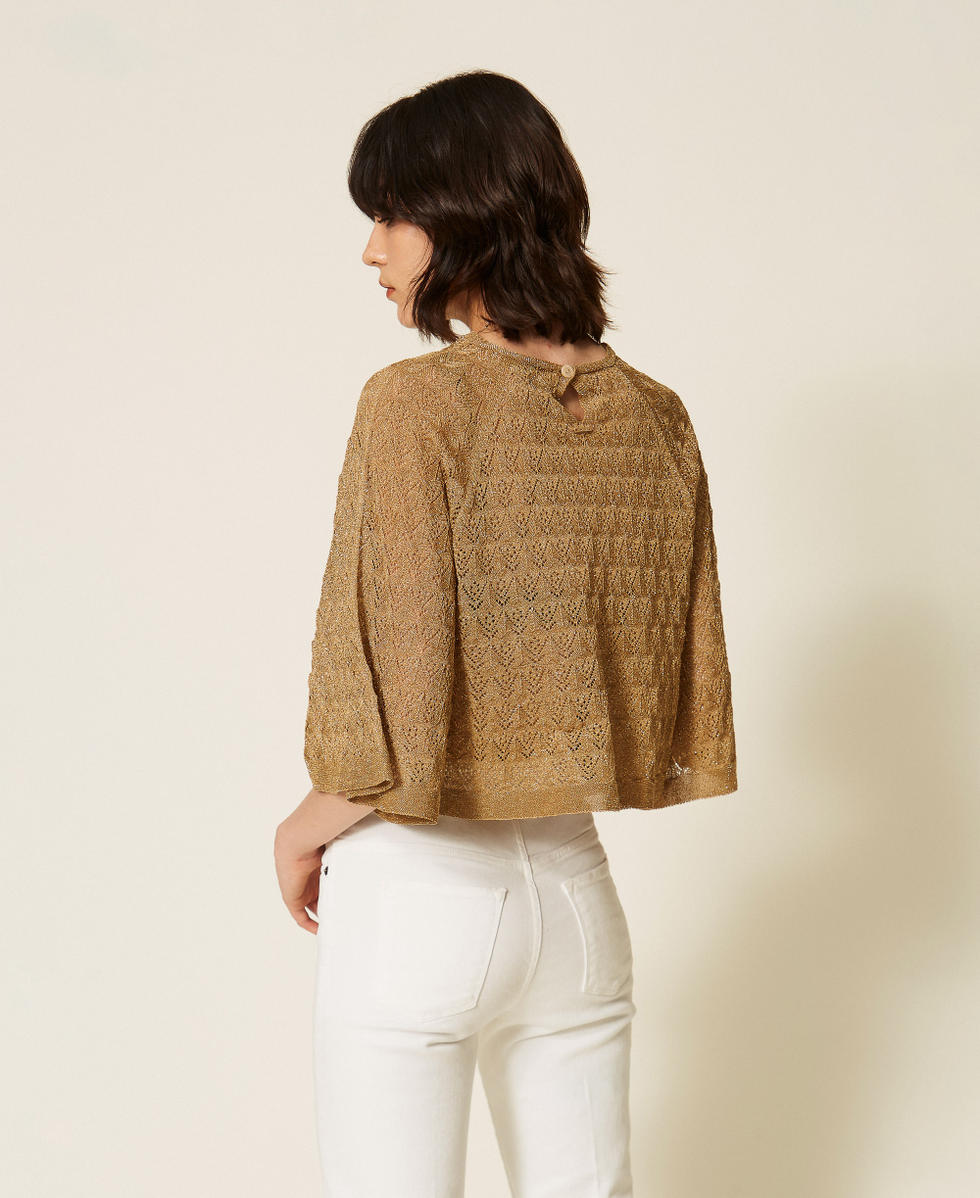 2-in-1-Cropped-Pullover Golden Green Lurex Frau 262TP3Q31_12454_03