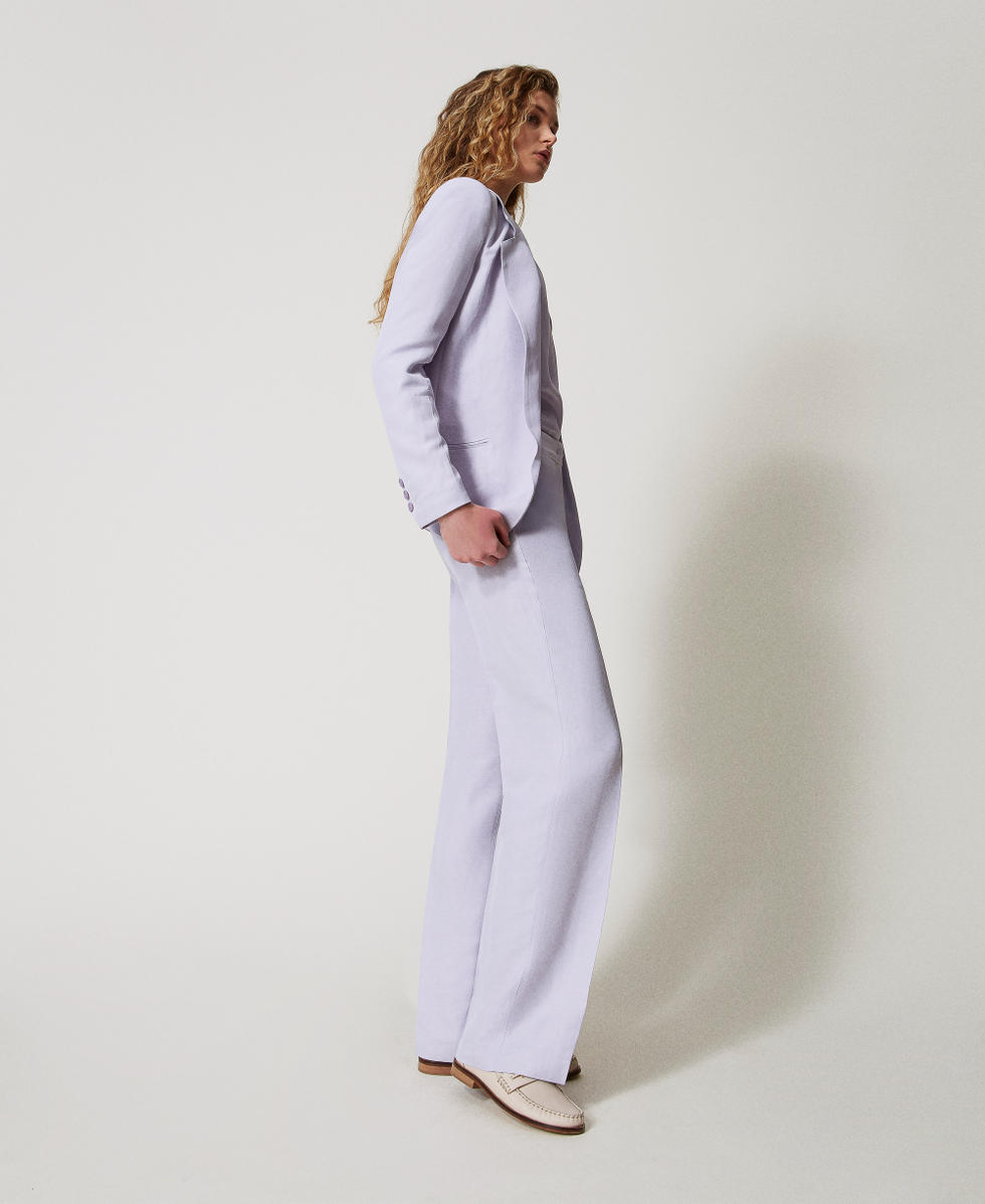 Straight trousers with pockets Lilac Flowers Woman 251TT2303_00703_02