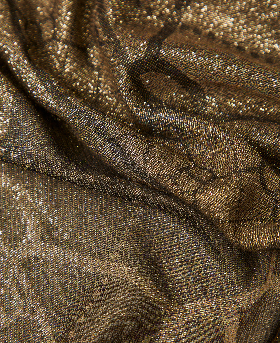 Jacquard stole with Oval T Two-tone Black / Gold Woman 252TO5550_01848_02