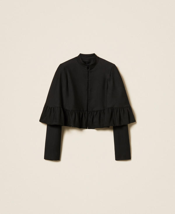 Wool blend cape jacket