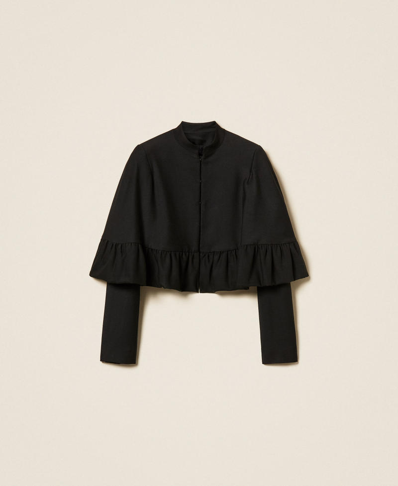 Wool blend cape jacket Black Woman 252TS2062_00006_S0