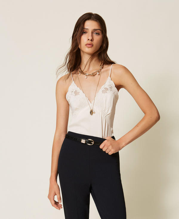 Envers satin top with embroidery