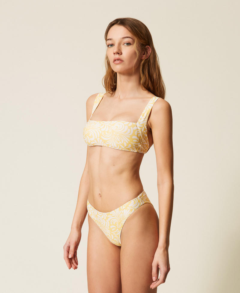 Botanical print bikini bottoms Corn Cream Yellow/Vanilla White Botanical Print Woman 261LMMG66_13468_01