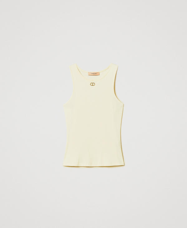 Top ajusté côtelé avec Oval T