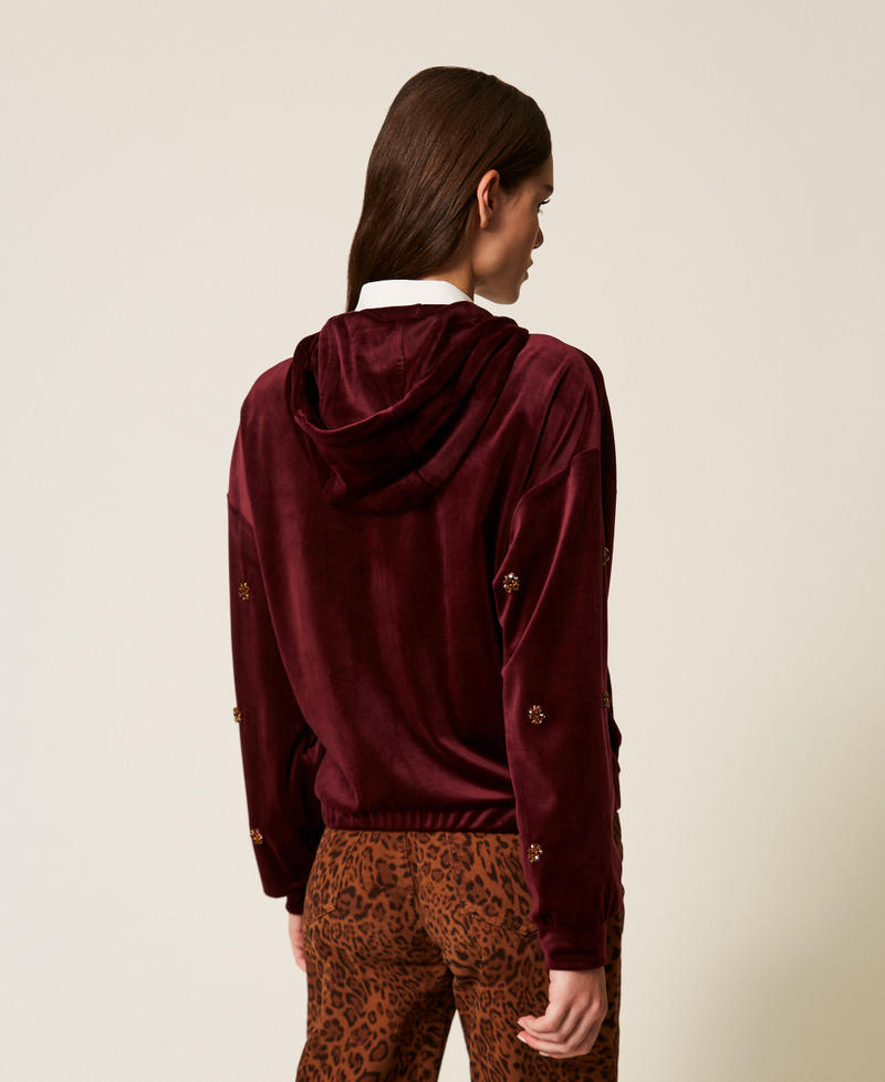 Chenille hoodie with embroidery Red Wine Woman 252LL2KDD_12818_04