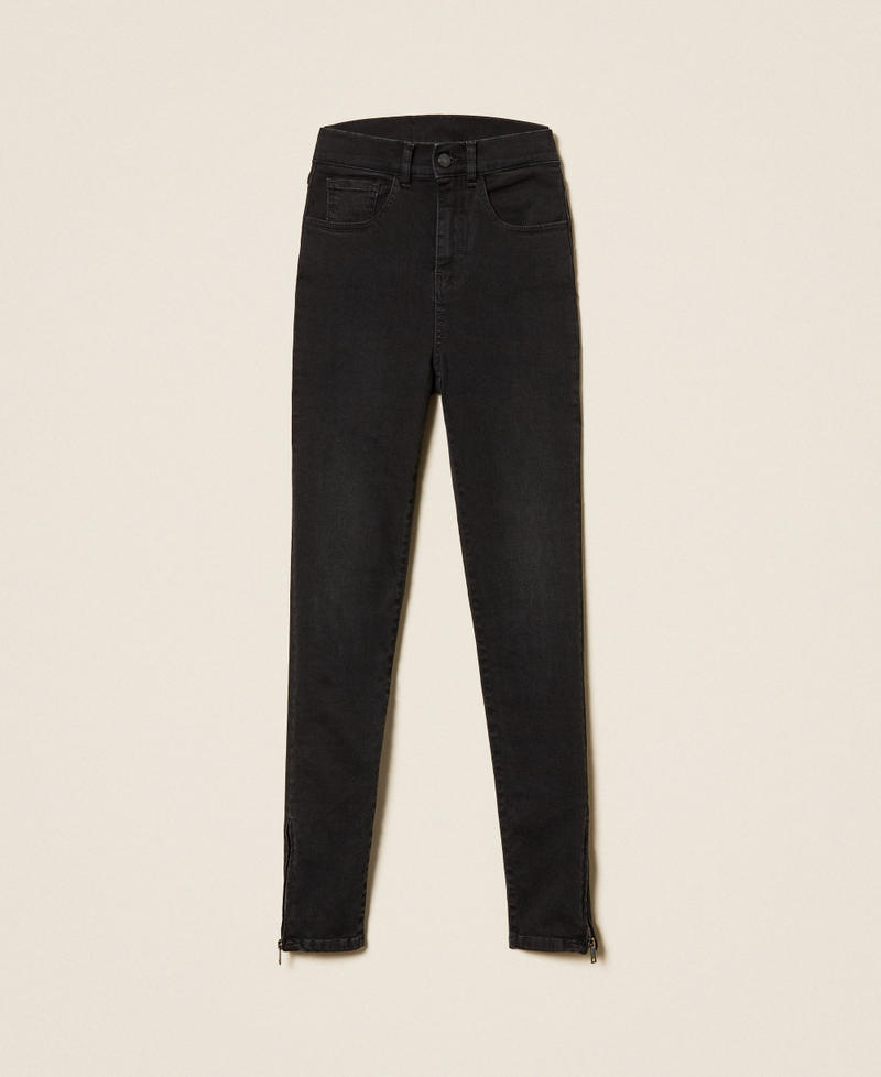 Skinny jeans with zip Black Denim Woman 261AP2480_01103_S0
