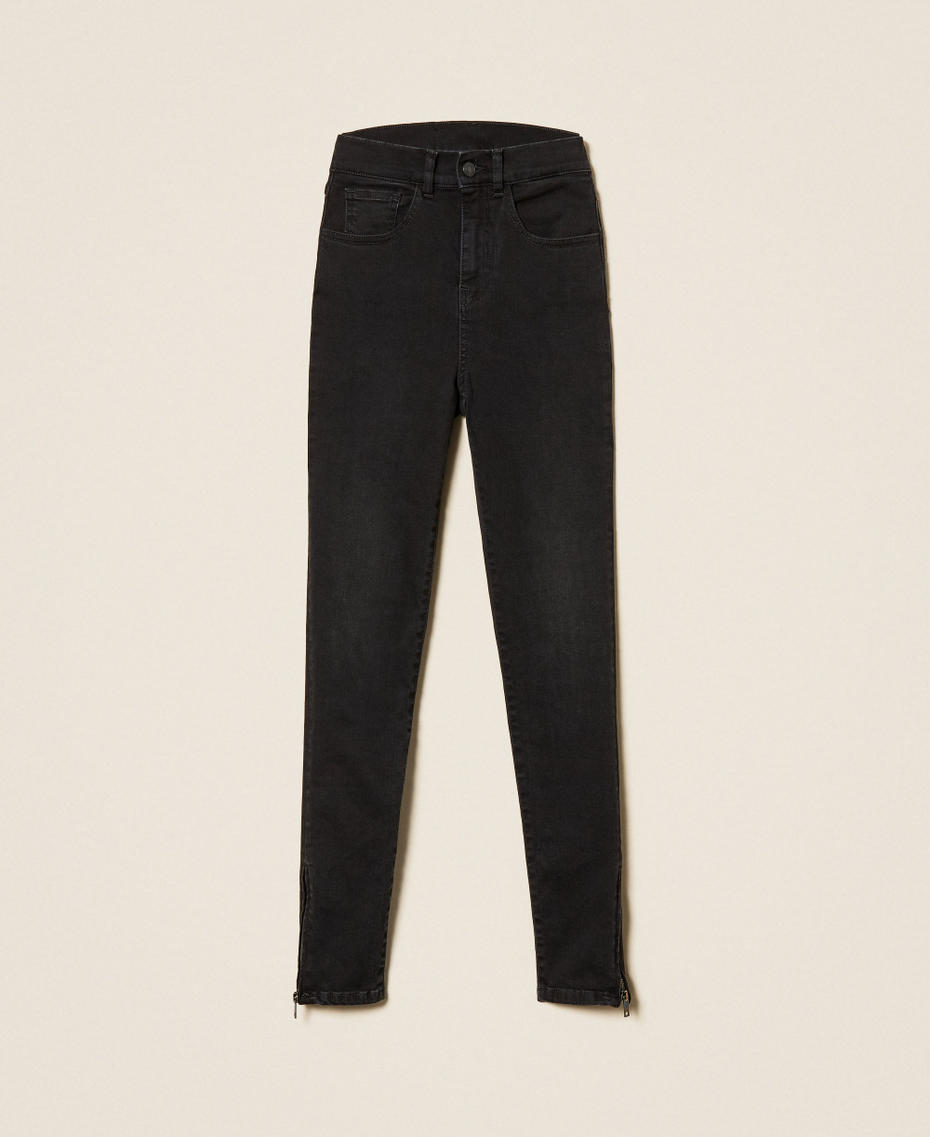 Skinny jeans with zip Black Denim Woman 261AP2480_01103_S0