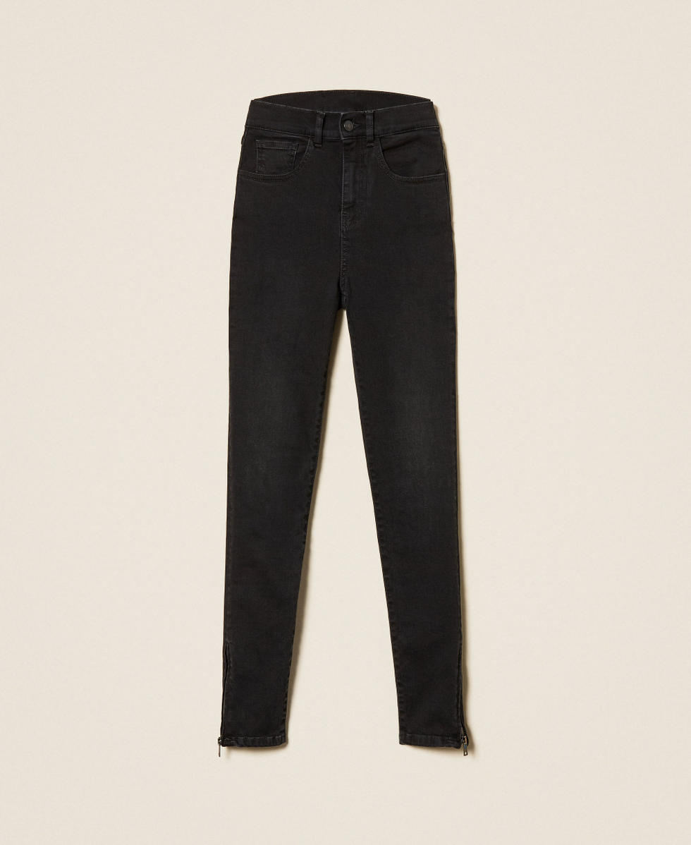 Jeans skinny con zip Denim Nero Donna 261AP2480_01103_S0
