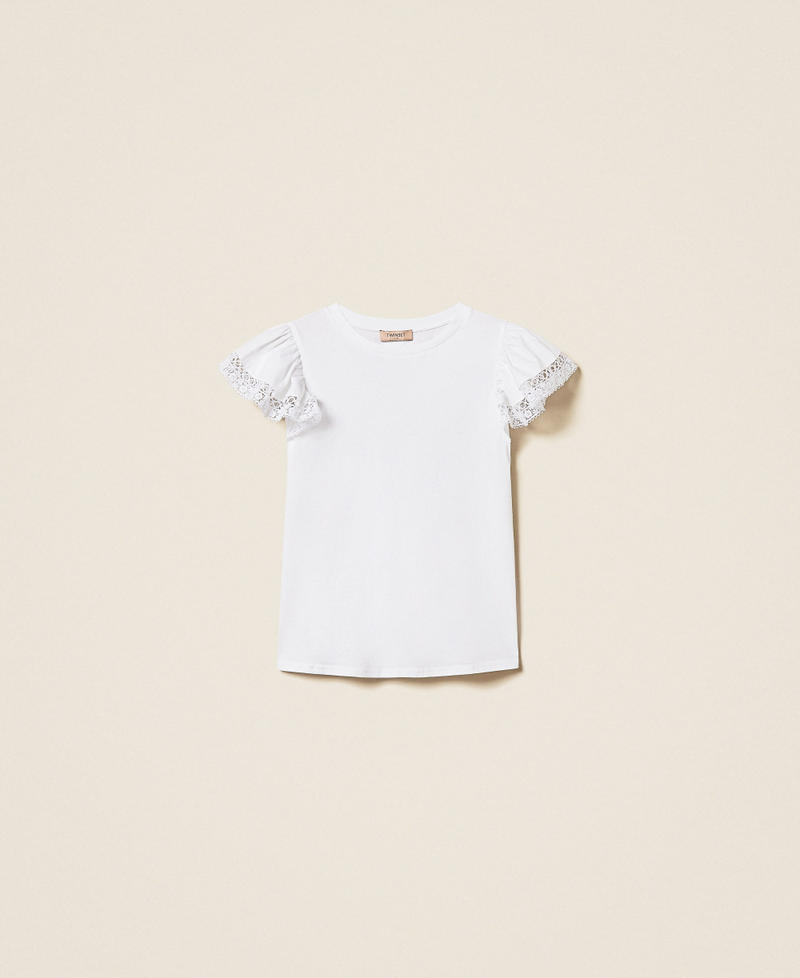 T-shirt regular con pizzo Bianco Donna 261TT2064_00001_S0