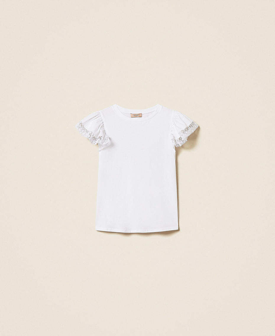 T-shirt regular con pizzo Bianco Donna 261TT2064_00001_S0