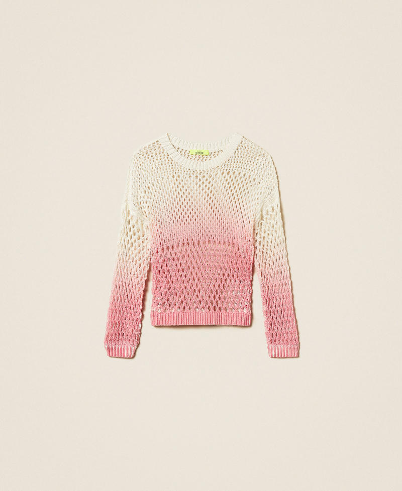 MYFO Netzpullover mit Farbverlauf-Print Zweifarbig Schneewei&szlig;/Aurora Pink Frau 261AQ3030_13601_S0