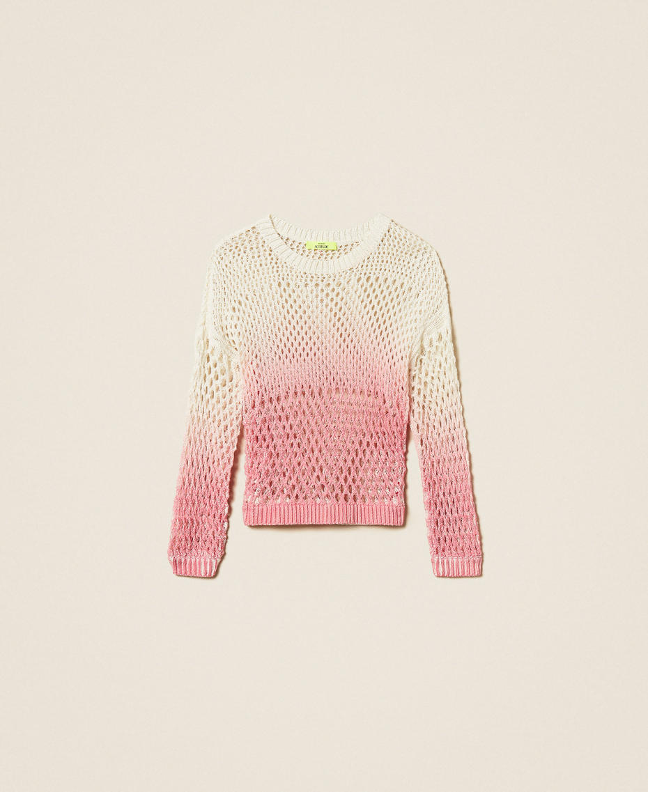 MYFO Netzpullover mit Farbverlauf-Print Zweifarbig Schneewei&szlig;/Aurora Pink Frau 261AQ3030_13601_S0