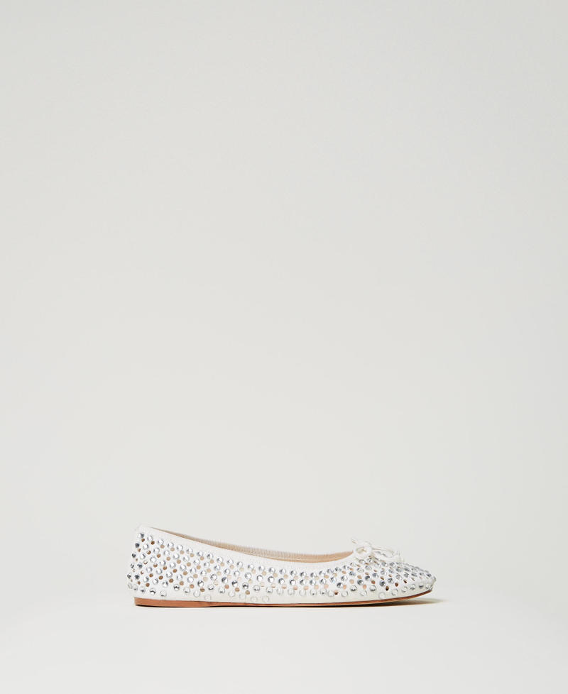 Ballet flats with all-over rhinestones Sugar White Woman 251ACP016_00632_01