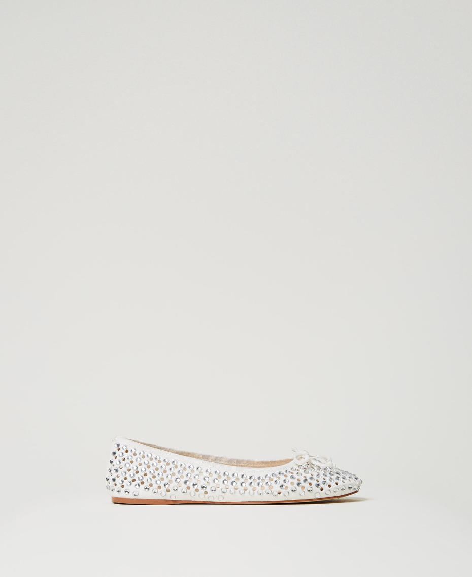 Ballet flats with all-over rhinestones Sugar White Woman 251ACP016_00632_01