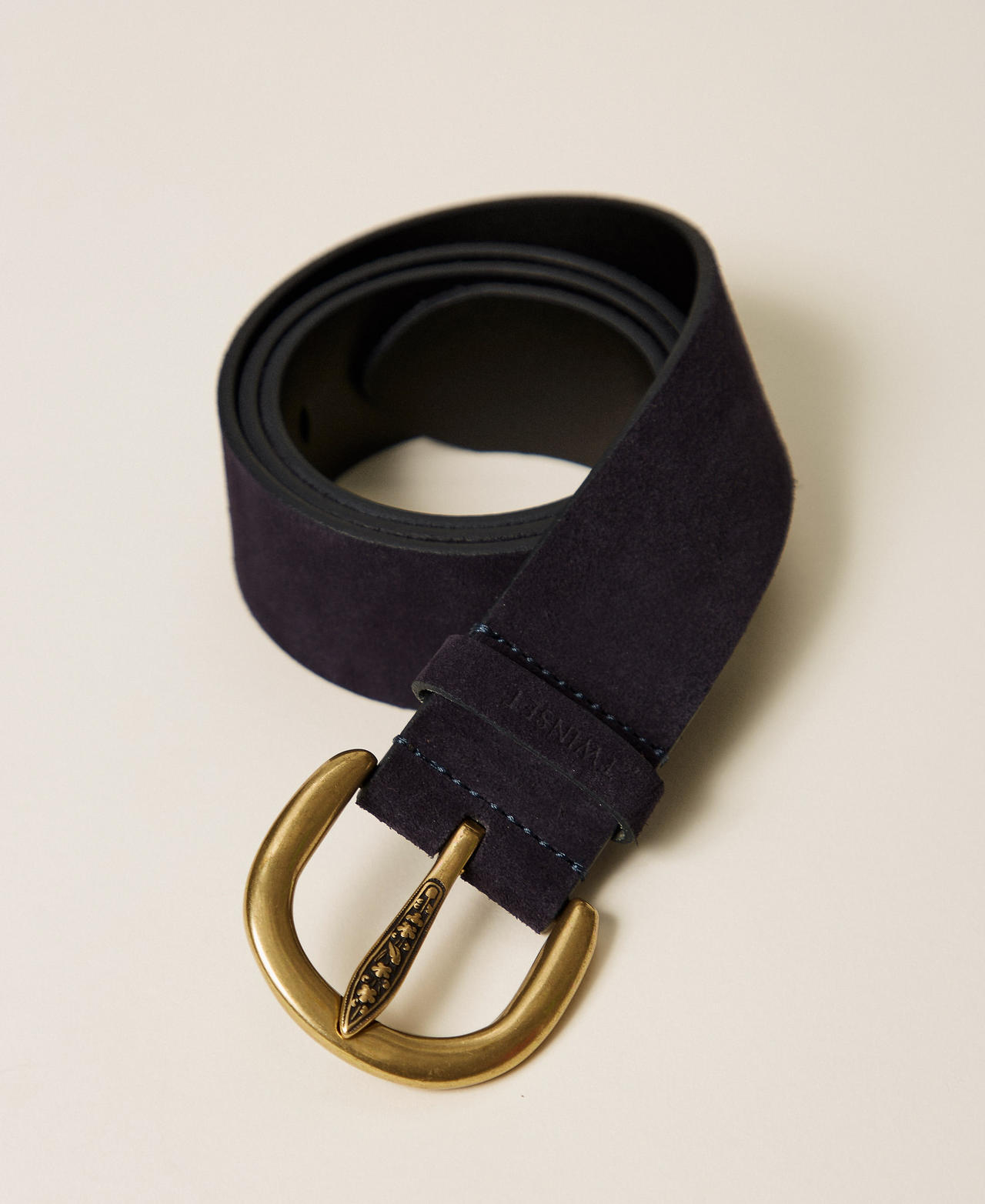 Suede belt with logo Indigo Blue Woman 262TO5630_01410_02