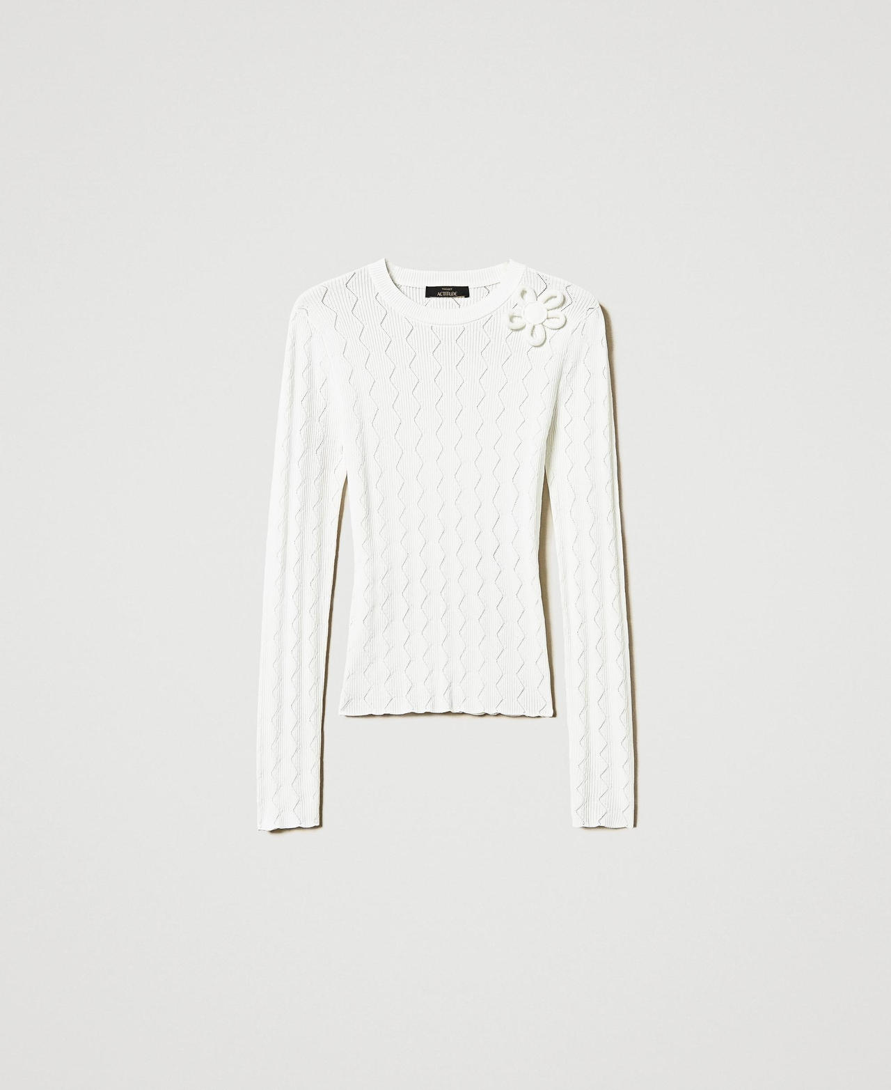 Jersey ceñido con flor Blanco "Papers" Mujer 251AP3064_00840_0S