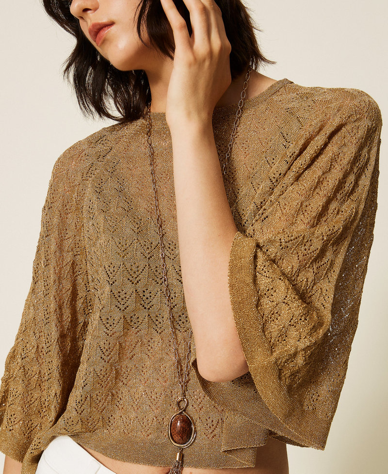 2-in-1-Cropped-Pullover Golden Green Lurex Frau 262TP3Q31_12454_04