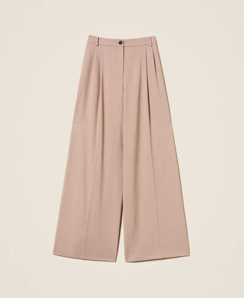 Palazzo trousers with pleats Dove Brown Woman 252TF2043_12874_S0