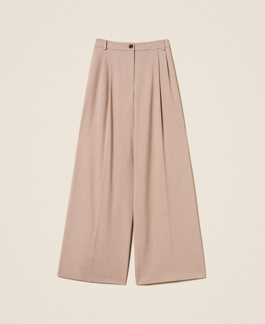 Palazzo trousers with pleats Dove Brown Woman 252TF2043_12874_S0