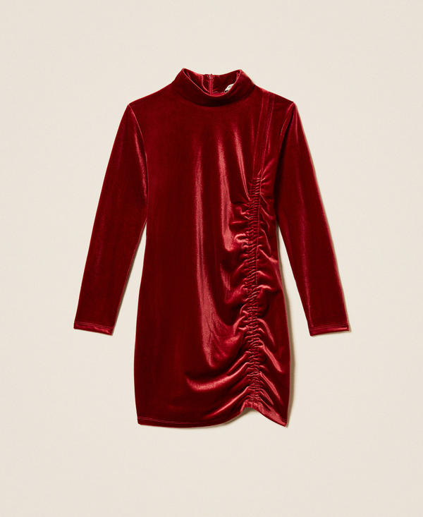 Kurzes Chenillekleid mit Raffungen
