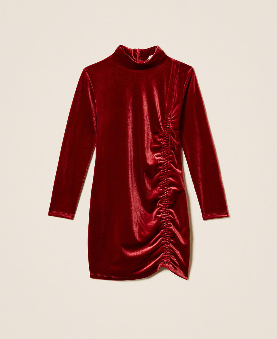 Robe courte en chenille avec fronce