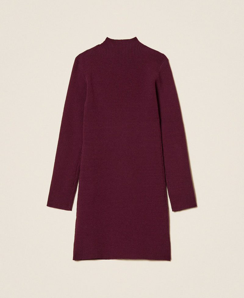 Girls' ribbed knit short dress Burgundy Red Girl 252GB3010_04218_S1