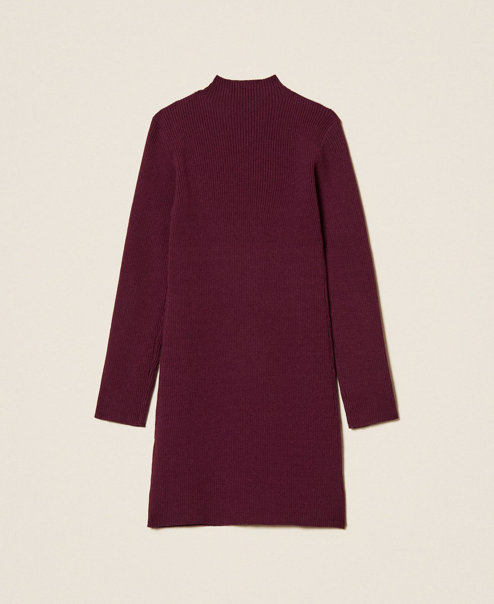 Kurzes M&auml;dchen-Strickkleid mit Rippenmuster Burgunderrot M&auml;dchen 252GB3010_04218_S1